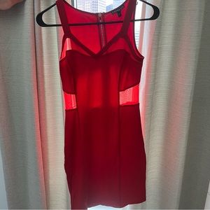 Red Express dress with mesh panel details